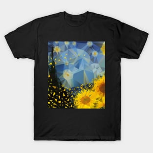 Starry Night Sunflower Geometric Art / Van Gogh T-Shirt